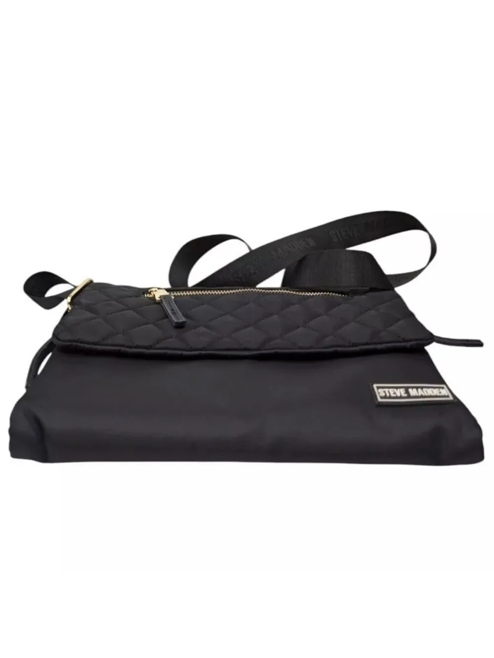 Steve Madden Jodie Crossbody Bag with Quilted Flap In Black